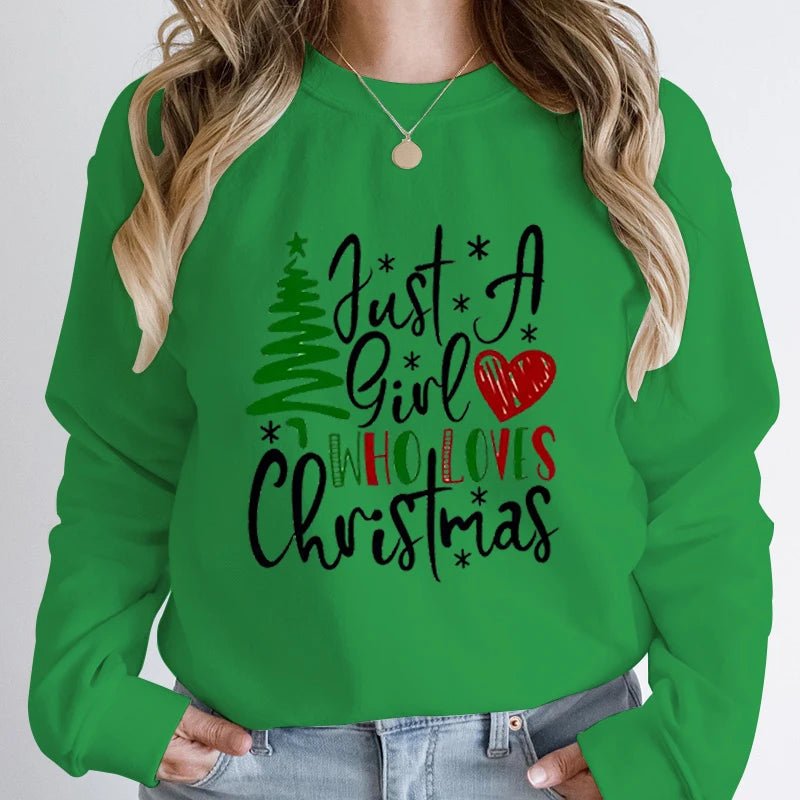 Just A Girl Who Loves Christmas Print Pullovers Women Fashion Pure - Noel.ca