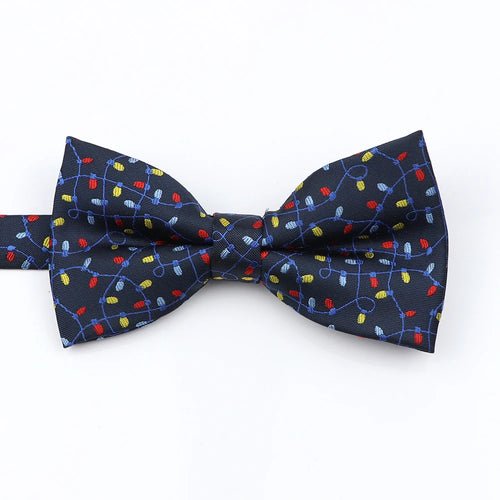 Mens Christmas Bow Tie High Quality Jacquard Woven Red Blue - Noel.ca