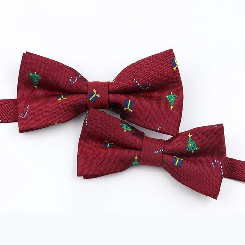 Mens Christmas Bow Tie High Quality Jacquard Woven Red Blue - Noel.ca