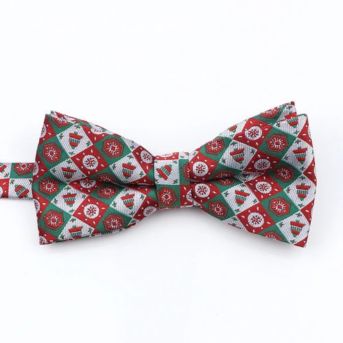 Mens Christmas Bow Tie High Quality Jacquard Woven Red Blue - Noel.ca