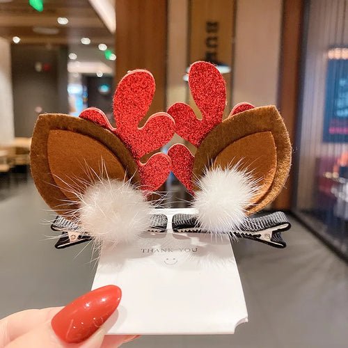 New Year Christmas Hair Pin Children Barrettes Bow Deer Santa Claus - Noel.ca