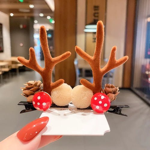 New Year Christmas Hair Pin Children Barrettes Bow Deer Santa Claus - Noel.ca
