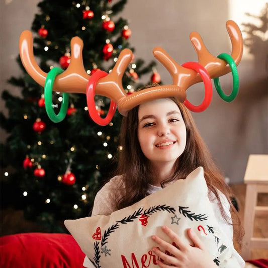 New Year Decoration Santa Funny Reindeer Antler Hat Inflatable Toys - Noel.ca