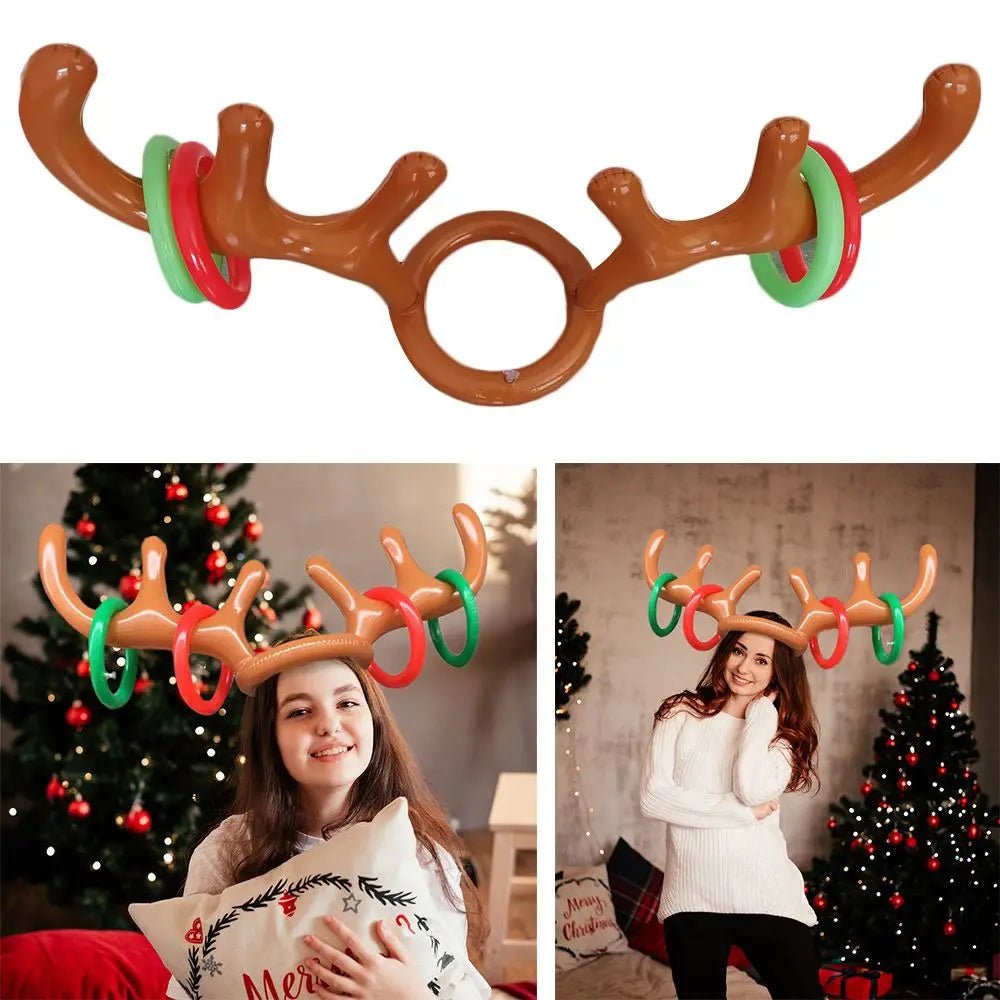 New Year Decoration Santa Funny Reindeer Antler Hat Inflatable Toys - Noel.ca
