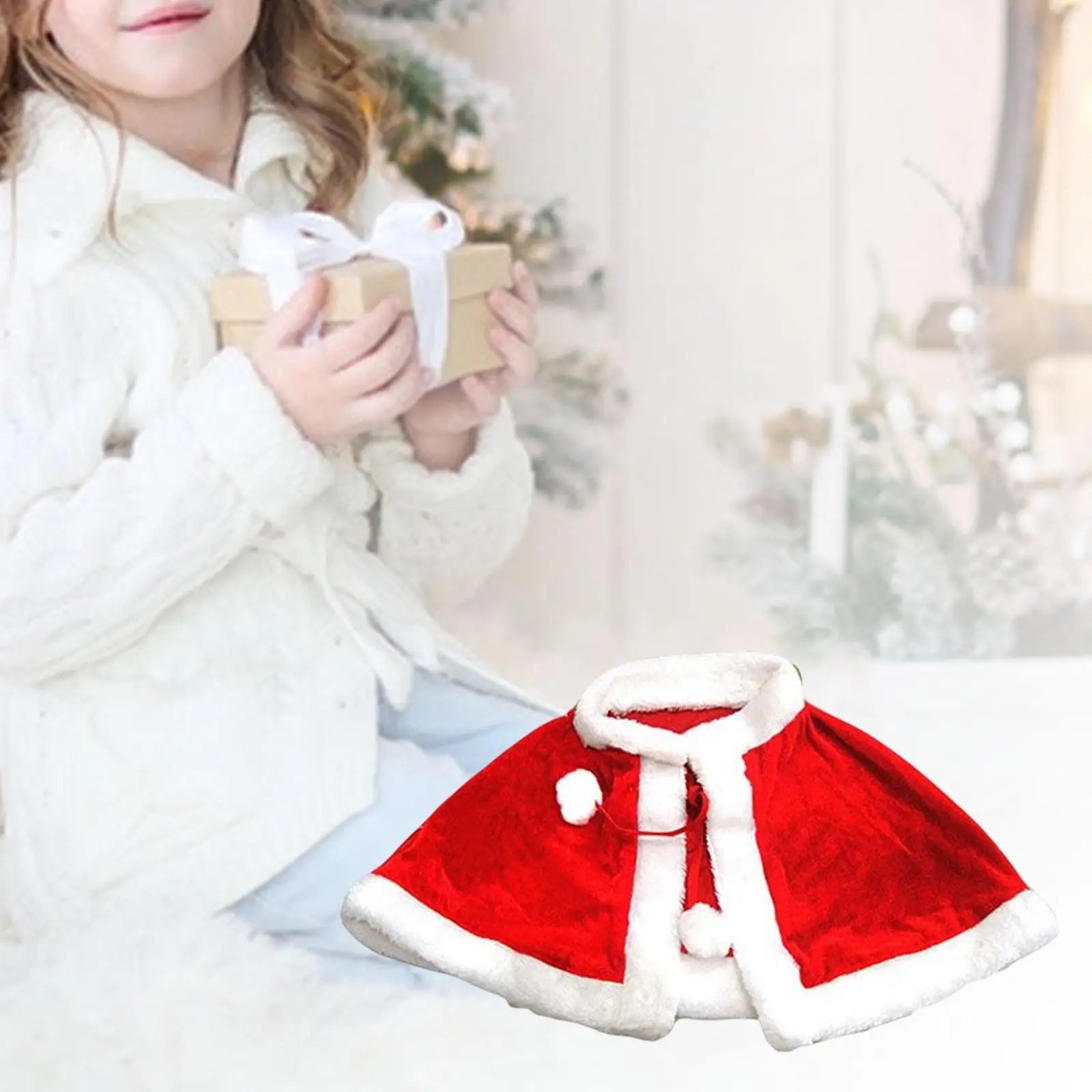 New Year Winter Red Velvet Cape Cloak Christmas Women Girl Shawl Party - Noel.ca