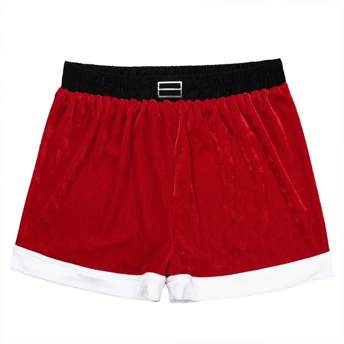 Red Mens Flannel Christmas Santa Claus Cosplay Costume Sexy Shorts - Noel.ca