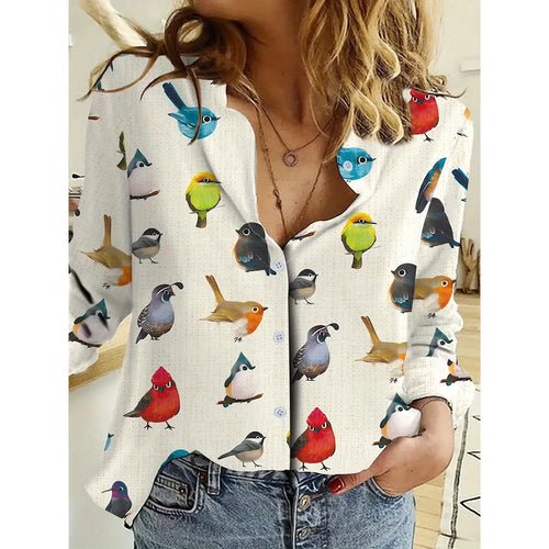 Women's 2024 New 3d Christmas Printed Long Sleeve Shirts Elegant Lapel - Noel.ca