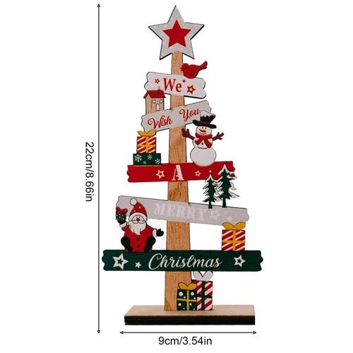 Wooden Christmas Tree Desktop Ornament Santa Claus Merry Christmas - Noel.ca