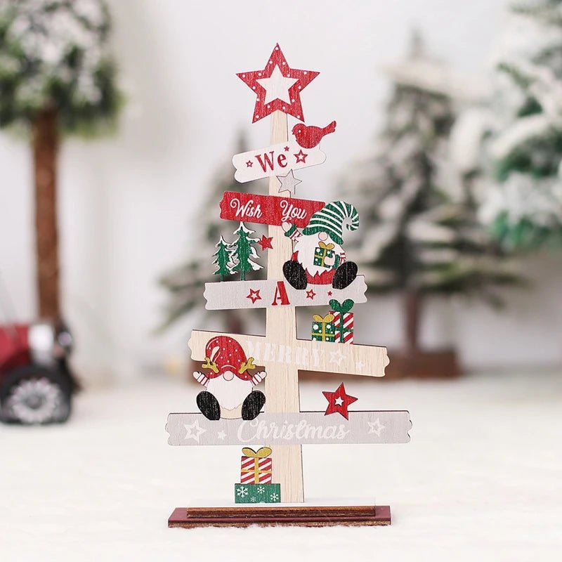 Wooden Christmas Tree Desktop Ornament Santa Claus Merry Christmas - Noel.ca